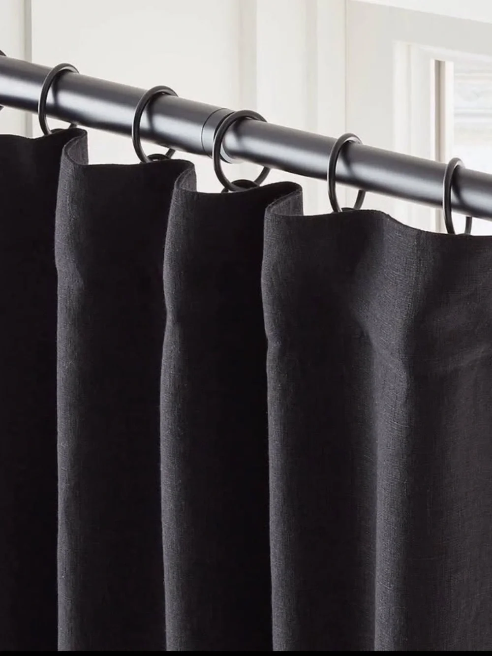 CB2 Black Blackout Linen Curtain Panels Pair 96” Length like NEW